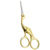 Crane Embroidery Scissors with Gold Titanium 5 Inch AEB009